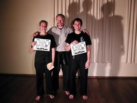 Luli and Chris with Sifu Hardy - congratulations to both the sweaty but successful candidates!