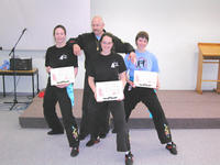 Deborah, Amy and Ingrid on the Sunday, presented with their new sashes and certificates - they graded from the start of the course!