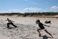 Beach training 2 - Grandmaster Hardy (Pai Lung Tsai Hsia) and Pai Feng Huang working on Northern Shaolin