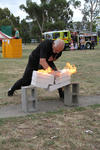 Grandmaster Hardy performing a modest break - 3 hebel blocks without spacers